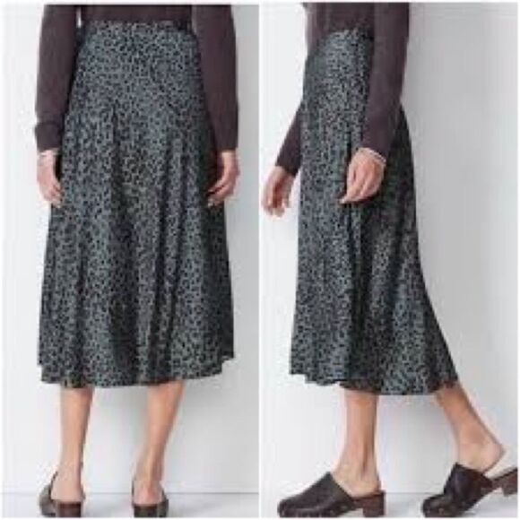 J.Jill Printed A-Line Midi Skirt in storm cloud Large Majestic Leopard - Picture 7 of 8